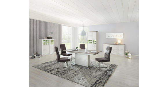 VITRINE in Grau, Weiß - Weiß/Grau, LIFESTYLE, Glas/Holzwerkstoff (110/209/43cm) - Hom`in