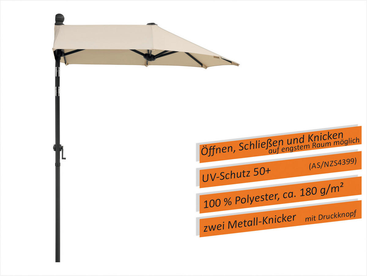 AMPELSCHIRM 150 cm Naturfarben  - Anthrazit/Naturfarben, Basics, Textil/Metall (150/228/150cm) - Schneider