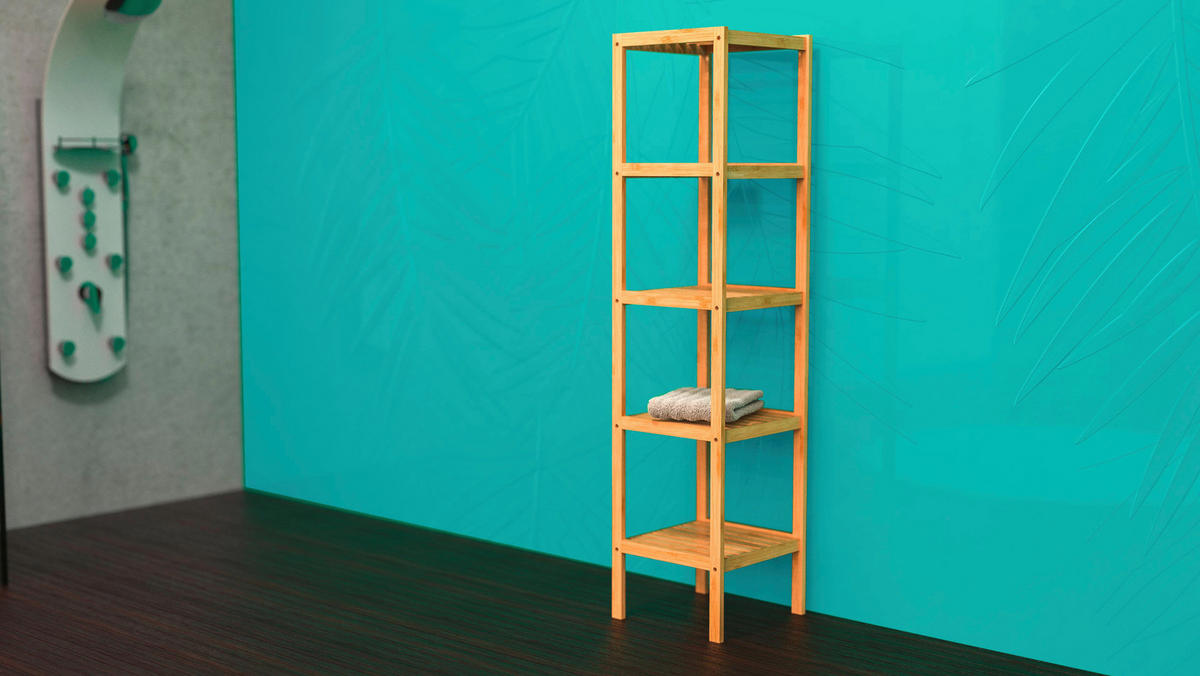 BADEZIMMERREGAL 34/33/140 cm  - Braun, Natur, Holz (34/33/140cm) - Carryhome