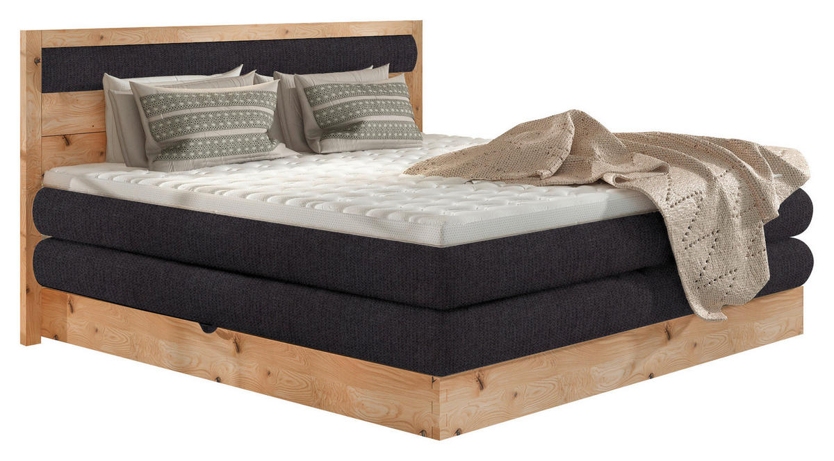 BOXSPRINGBETT 180/200 cm  in Schwarz, Eichefarben  - Eichefarben/Schwarz, KONVENTIONELL, Holz/Holzwerkstoff (180/200cm) - Valnatura