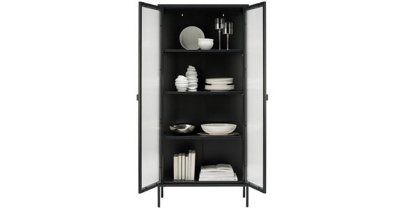 VITRINE  in Schwarz  - Schwarz, Trend, Glas/Metall (80/180/35cm) - Xora