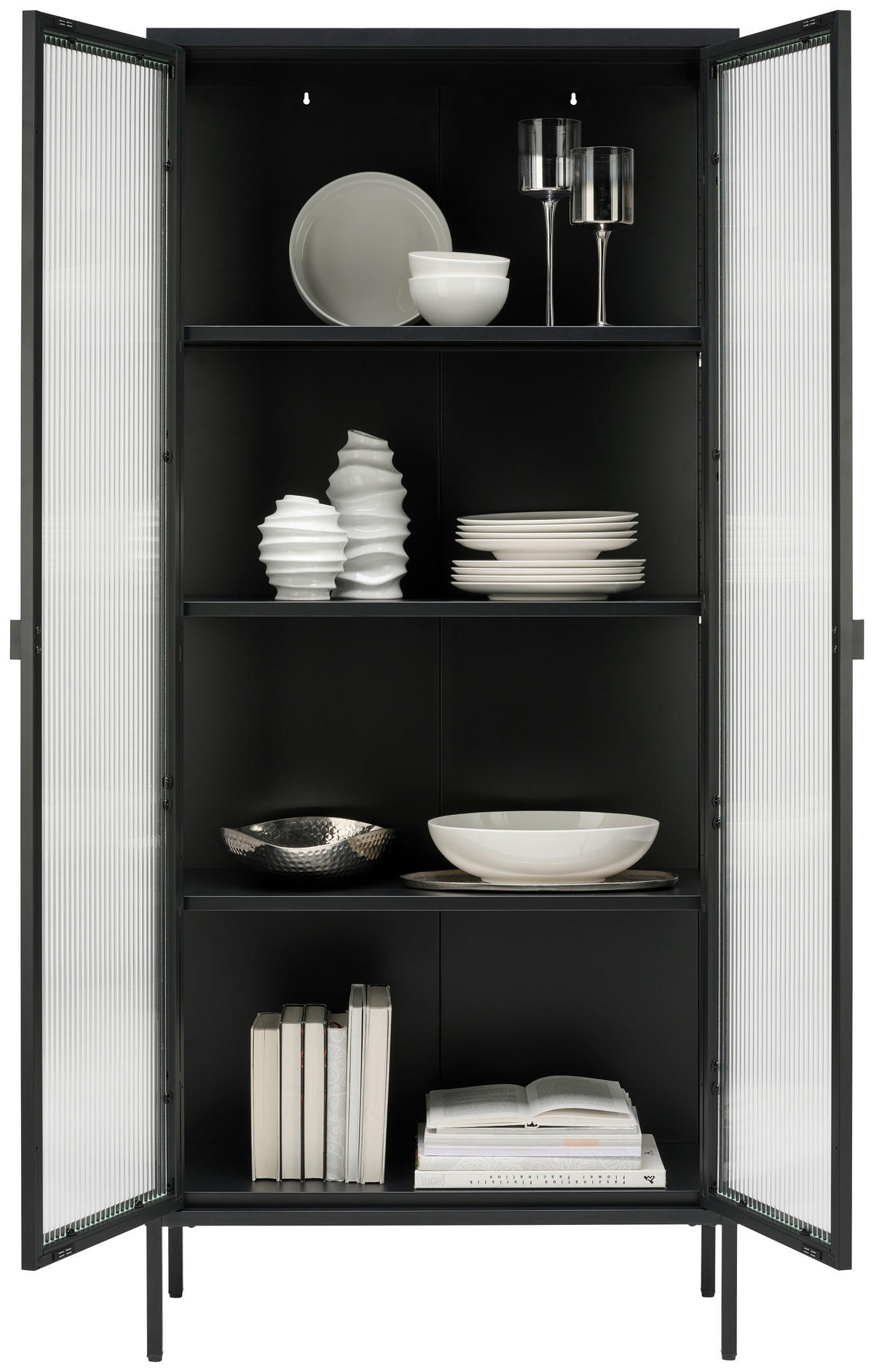VITRINE in Schwarz  - Schwarz, Trend, Glas/Metall (80/180/35cm) - Xora