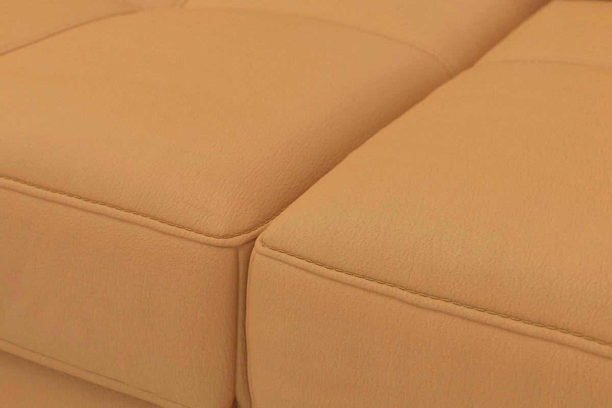 ECKSOFA COSTELLO E Currygelb Echtleder Nierenkissen, Armteilverstellung, Sitztiefenverstellung  - Currygelb/Schwarz, Basics, Leder/Textil (301/176cm) - Sit & More