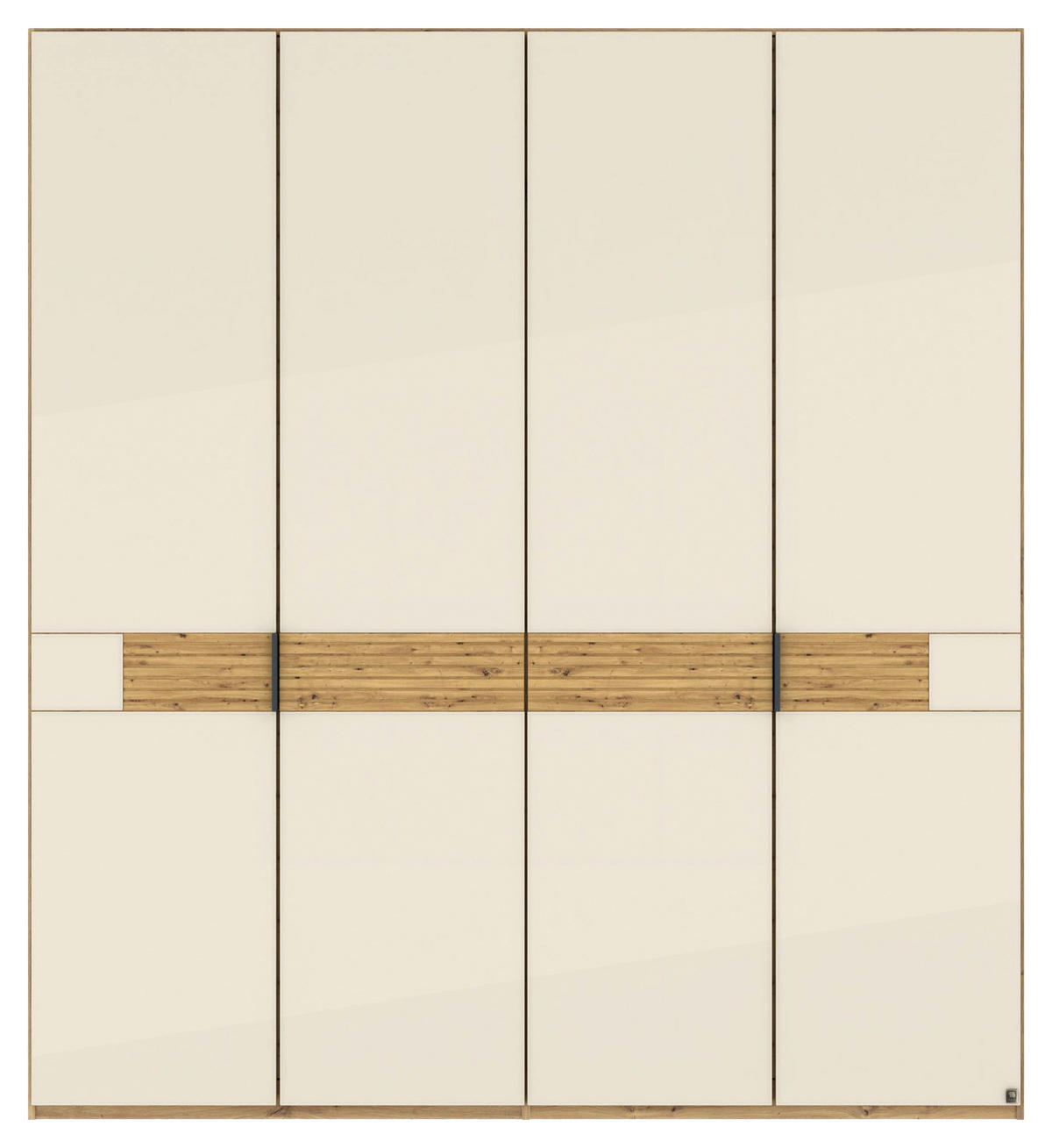 DREHTÜRENSCHRANK 200/216/58 cm,  in Champagner, Eiche Bianco, 4 Tür(en)  - Schieferfarben/Eiche Bianco, Design, Glas/Holz (200/216/58cm) - Musterring