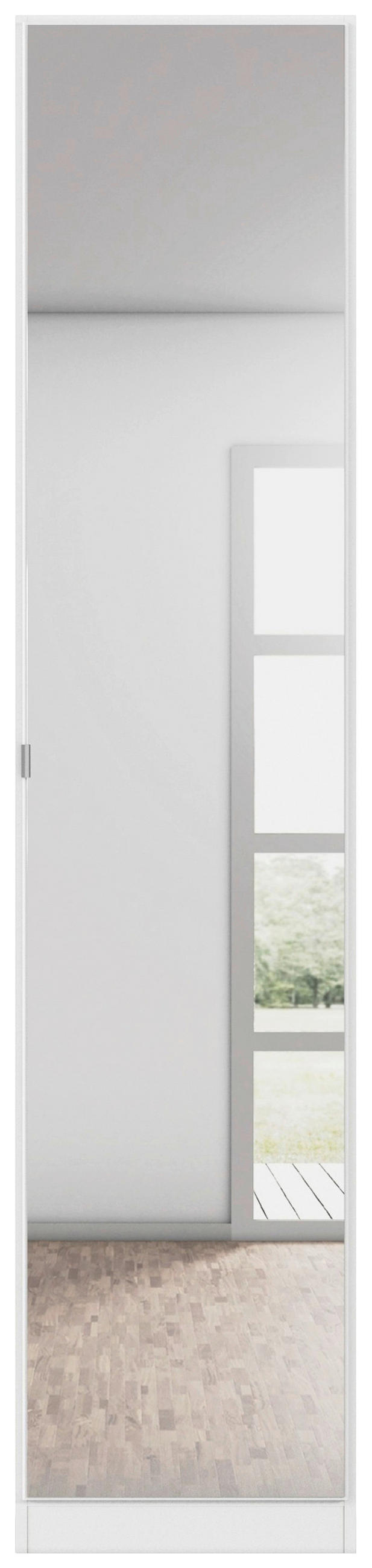 DREHTÜRENSCHRANK 47/210/54 cm,  in Weiß, 1-türig  - Alufarben/Weiß, KONVENTIONELL, Glas/Holzwerkstoff (47/210/54cm) - home24