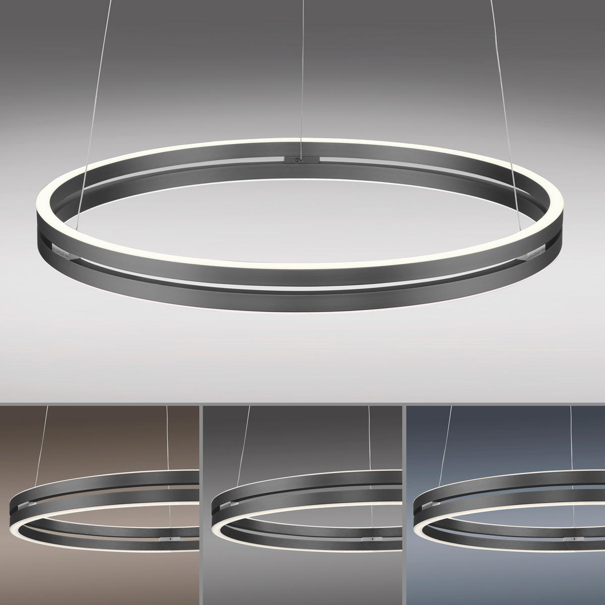 LED-HÄNGELEUCHTE Pure-Loop 70.1/70.1/40-350 cm  - Grau, Design, Kunststoff/Metall (70.1/70.1/40-350cm) - Neuhaus PURE