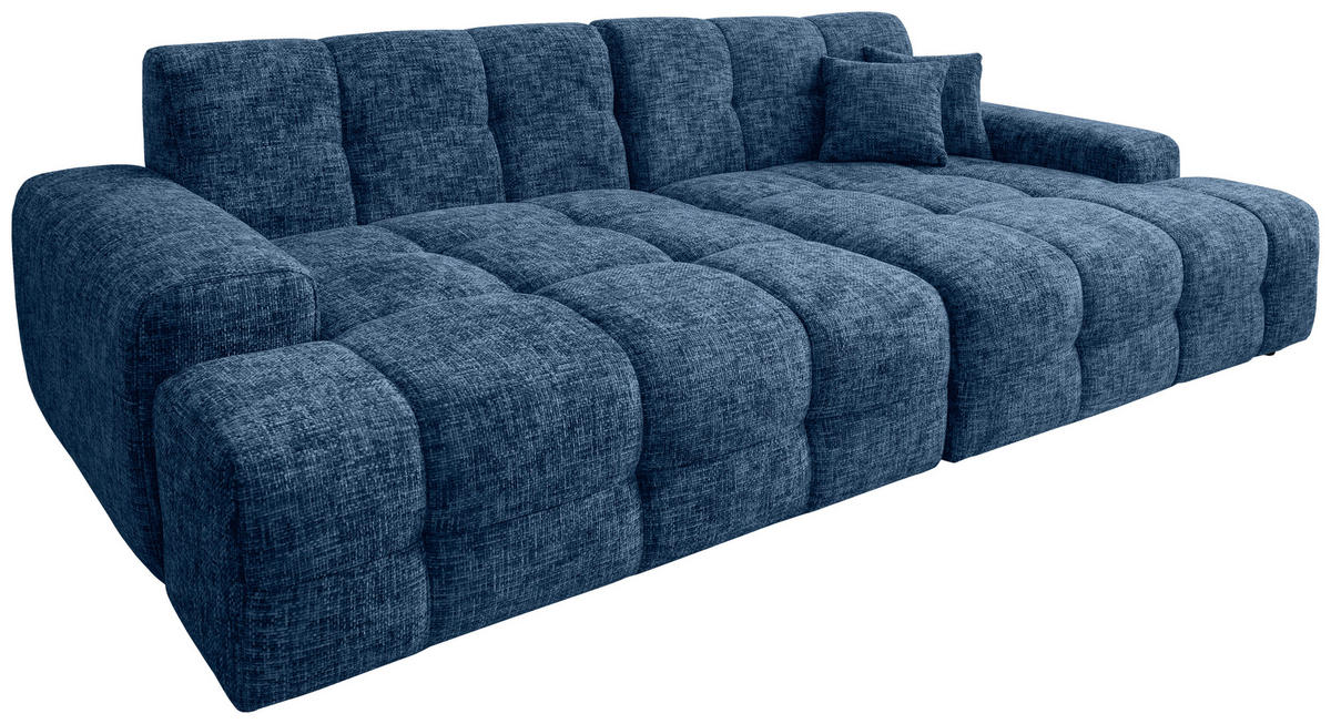 BIGSOFA in Struktur Blau  - Blau/Schwarz, MODERN, Kunststoff/Textil (304/87/155cm) - Livetastic