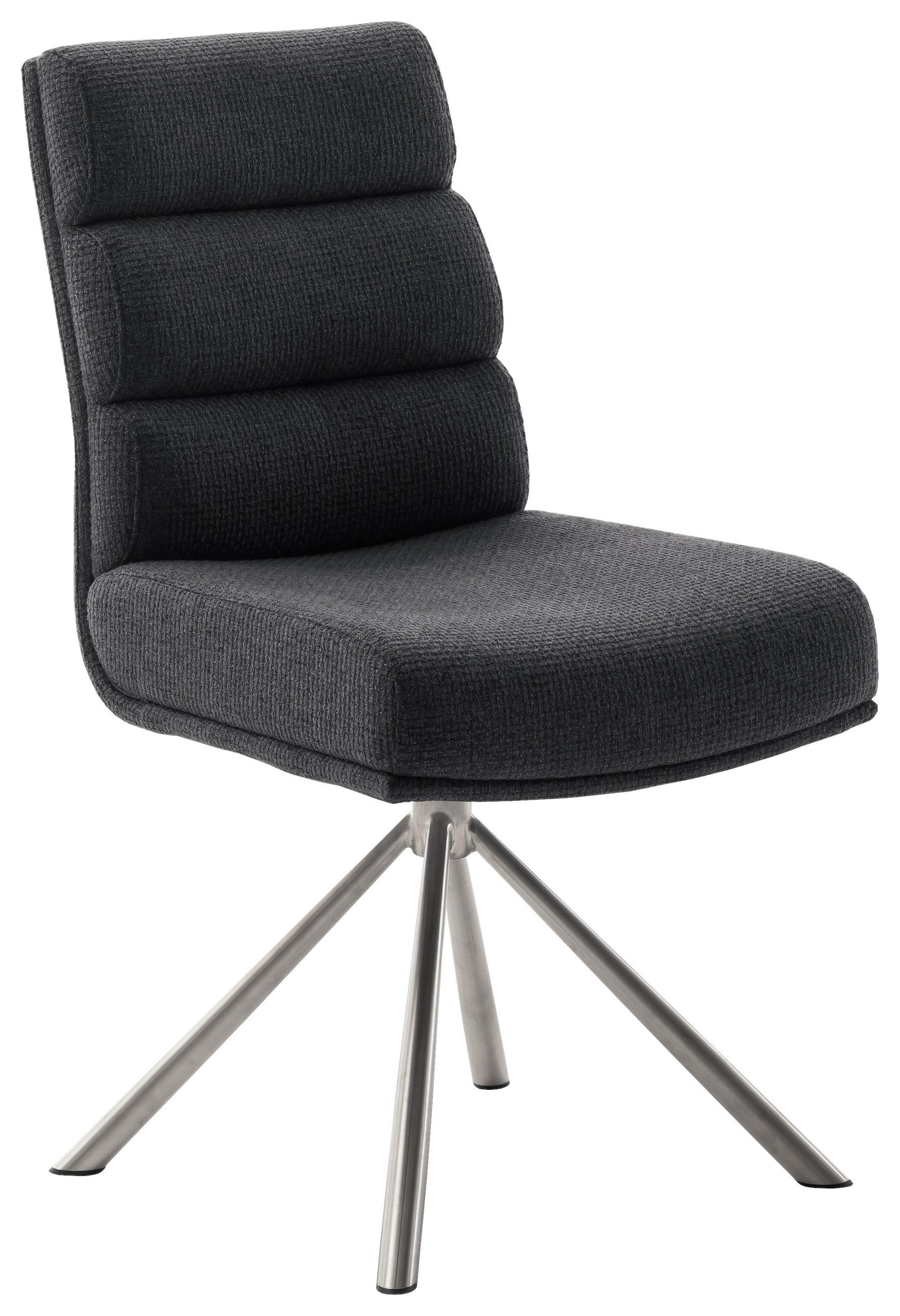 STUHL  in Edelstahl Webstoff Metall, Textil  - Edelstahlfarben/Anthrazit, Design, Textil/Metall (47/90/64cm) - Dieter Knoll