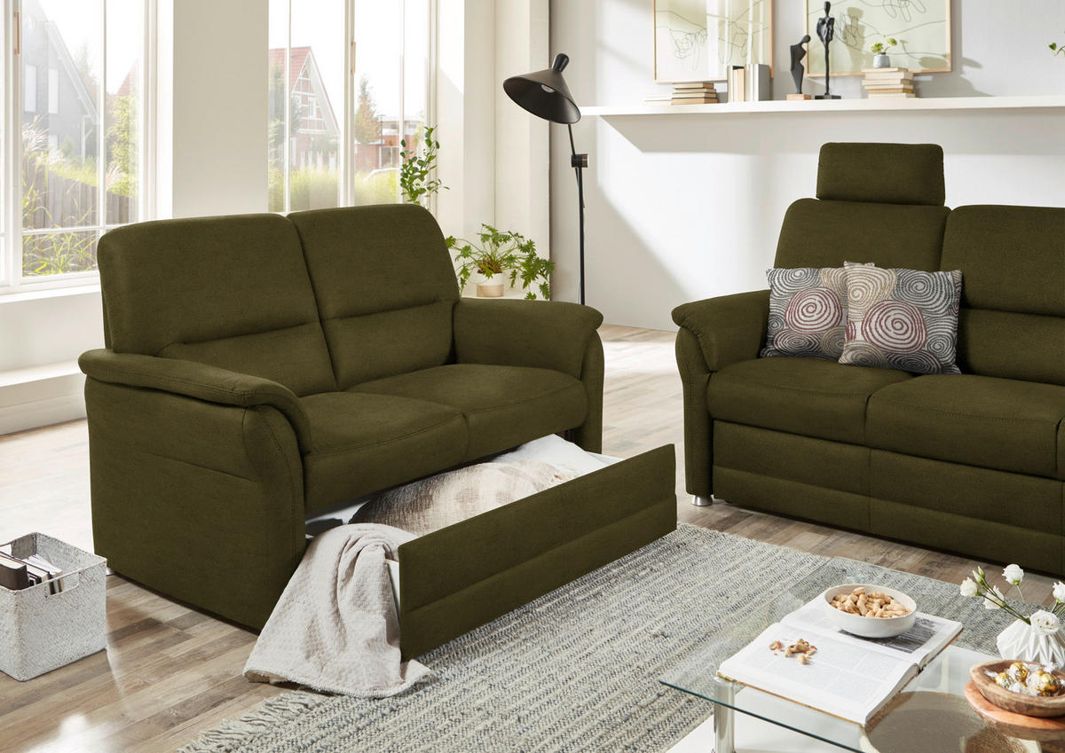 SITZGARNITUR in Mikrofaser Dunkelgrün  - Dunkelgrün/Alufarben, Konventionell, Textil/Metall (192/96/89cm) - Beldomo Comfort