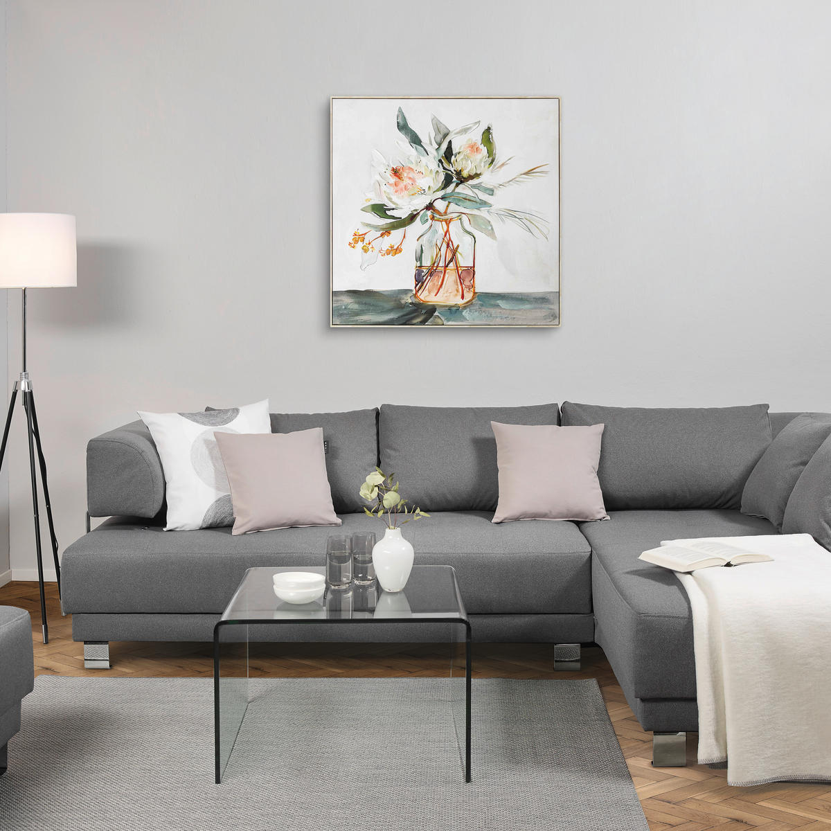 ŠTAMPA NA PLATNU   - prirodna boja/višebojna, Prirodno, drvo/tekstil (100/100cm) - Monee