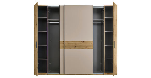 KOMBISCHRANK 267/225/62 cm 4-türig  - Kaschmir/Schwarz, Design, Holzwerkstoff/Metall (267/225/62cm) - Xora