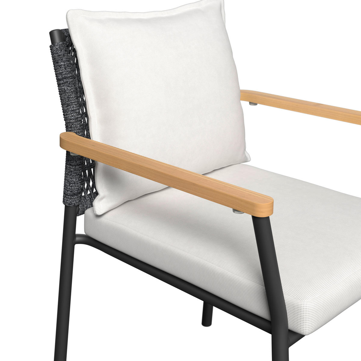 DINING-LOUNGESET Teakholz Aluminium  - Creme/Schwarz, MODERN, Holz/Kunststoff - Ambia Garden