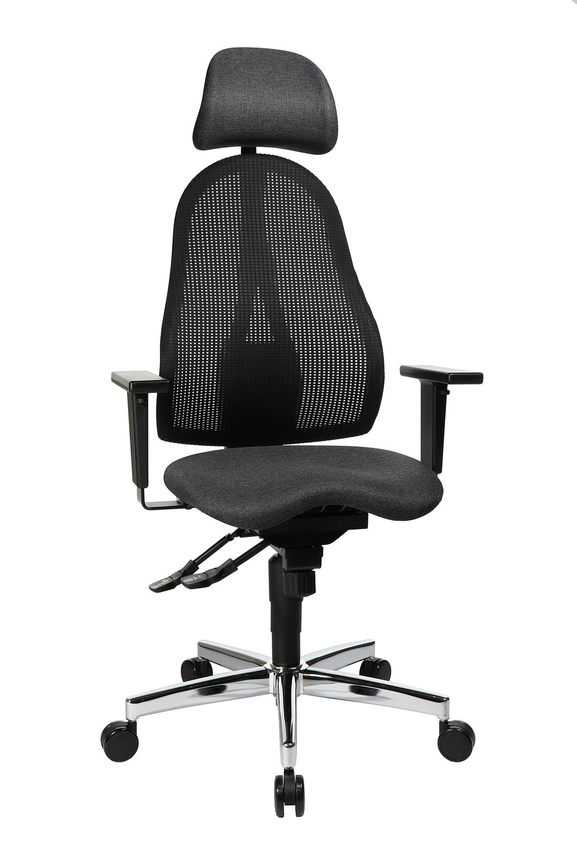 OTOČNÁ ŽIDLE, plochá tkanina, černá - černá/barvy chromu, Basics, kov/textil (48/120-140/44cm) - Topstar