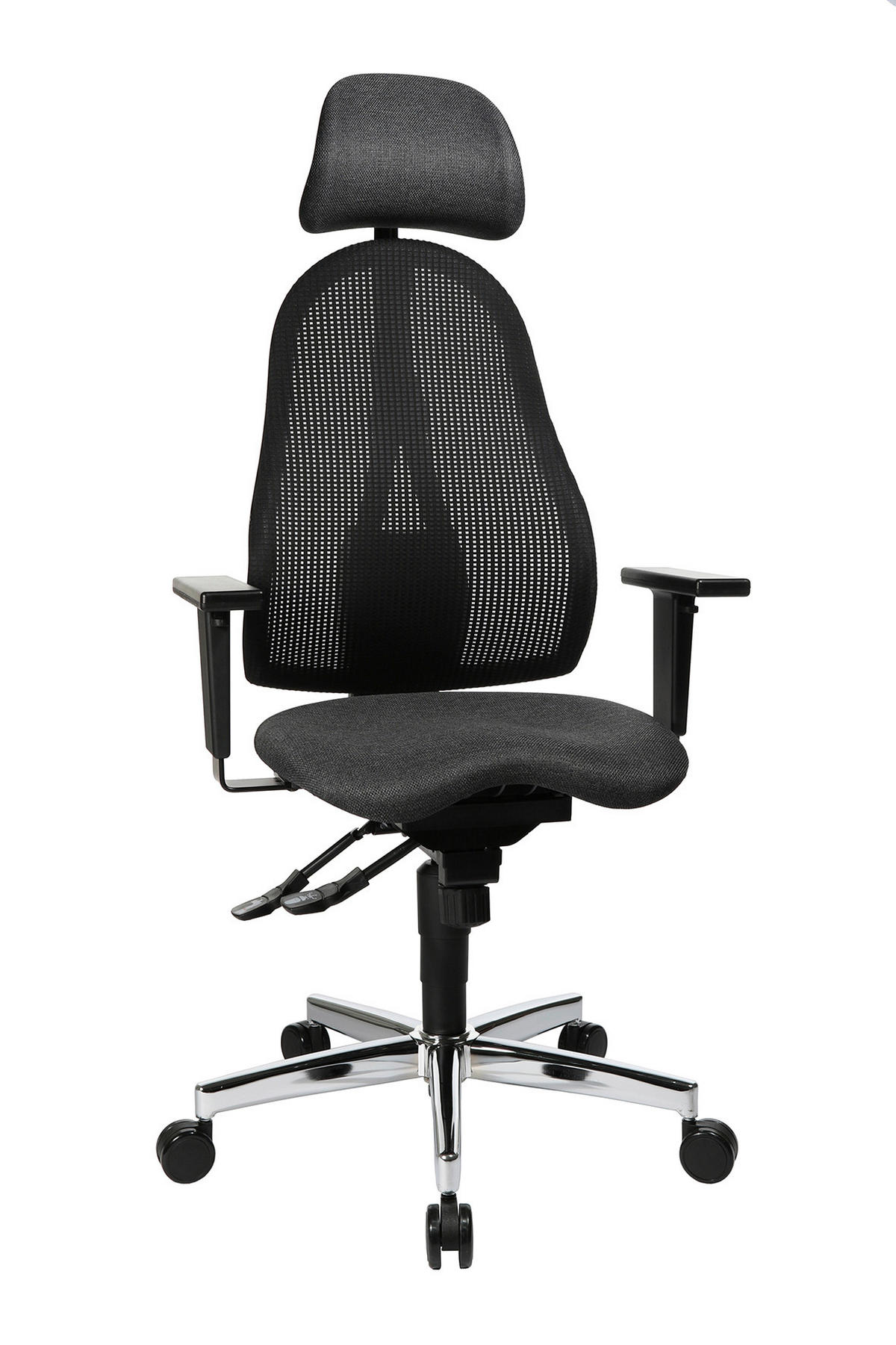OTOČNÁ ŽIDLE, plochá tkanina, černá - černá/barvy chromu, Basics, kov/textil (48/120-140/44cm) - Topstar