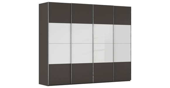 SCHWEBETÜRENSCHRANK  in Graphitfarben, Weiß  - Chromfarben/Graphitfarben, KONVENTIONELL, Glas/Holzwerkstoff (271/223/68cm) - Novel