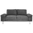 2-SITZER-SOFA in Mikrofaser Anthrazit  - Chromfarben/Anthrazit, Design, Textil/Metall (194/86/97cm) - Hom`in