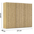 SCHWEBETÜRENSCHRANK 270/223/68 cm 3-türig Eichefarben  - Eichefarben, Design, Holz/Holzwerkstoff (270/223/68cm) - Novel