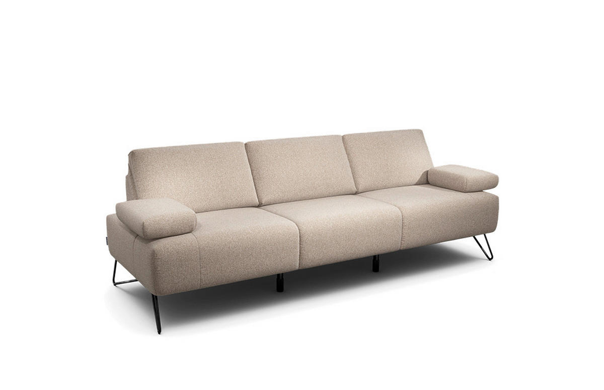3-SITZER-SOFA in Chenille Sandfarben  - Sandfarben/Schwarz, Design, Textil/Metall (234-264/85/86-94cm) - SENSOO