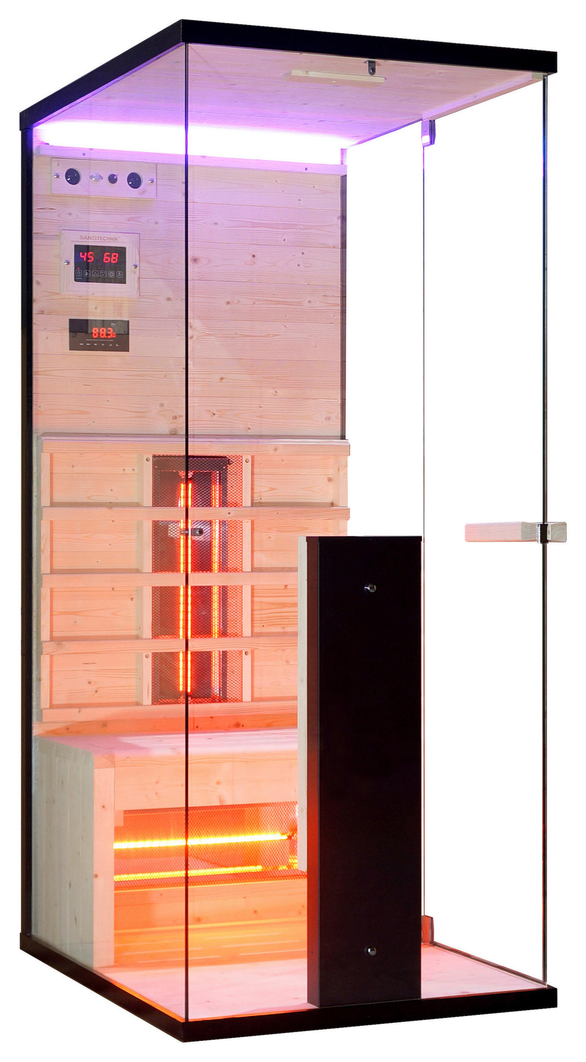 INFRAROTKABINE für 1 Personen  - Schwarz, KONVENTIONELL, Holz (80/190/110cm) - Sanotechnik