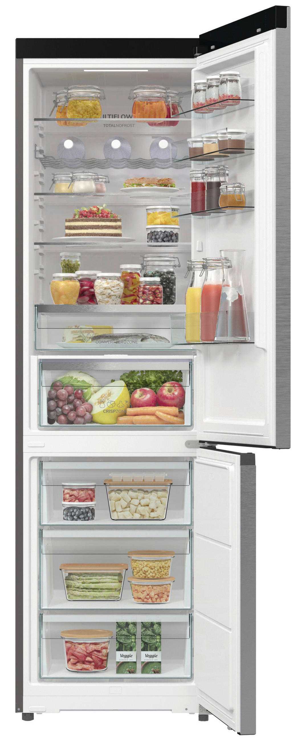 KÜHL-GEFRIER-KOMBINATION NRB620C61X4WFE  - Edelstahlfarben, Basics, Glas/Kunststoff (59,5/203/65,8cm) - Gorenje