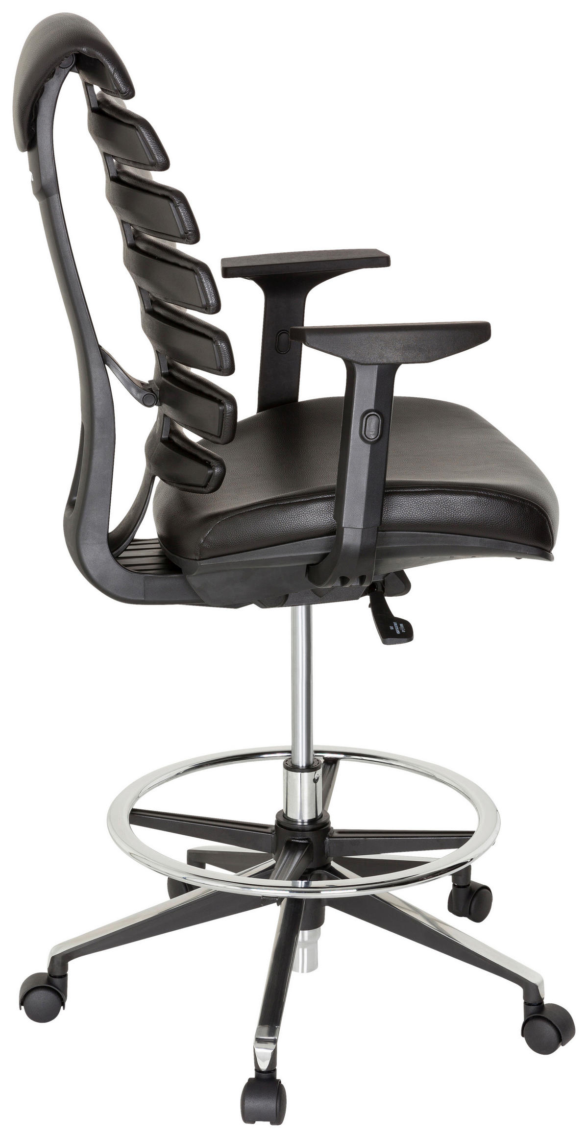 DREHSTUHL  in Lederlook Schwarz  - Schwarz/Alufarben, MODERN, Kunststoff/Textil (62/131/65cm) - MID.YOU