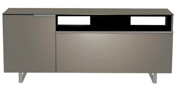 LOWBOARD Grau, Alufarben  - Alufarben/Grau, Design, Glas/Holzwerkstoff (160/66/45cm) - Moderano