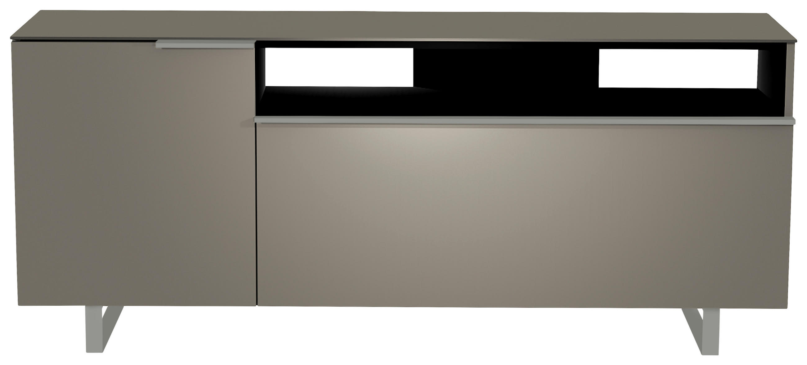 LOWBOARD Grau, Alufarben  - Alufarben/Grau, Design, Glas/Holzwerkstoff (160/66/45cm) - Moderano