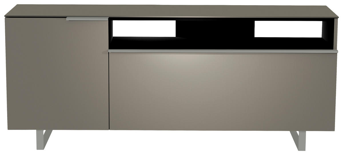 LOWBOARD  in 160/66/45 cm  - Alufarben/Grau, Design, Glas/Holzwerkstoff (160/66/45cm) - Moderano