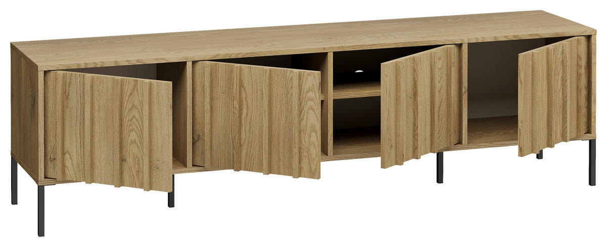 LOWBOARD  180/50/40 cm   - Eichefarben/Schwarz, Design, Holz/Metall (180/50/40cm) - MID.YOU