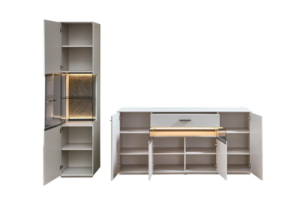 WOHNWAND  in Anthrazit, Hellgrau, Sahara  240/204/45 cm  - Anthrazit/Hellgrau, Design, Glas/Holzwerkstoff (240/204/45cm) - Novel