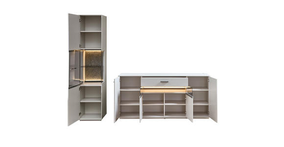 WOHNWAND in Anthrazit, Hellgrau, Sahara 240/204/45 cm - Anthrazit/Hellgrau, Design, Glas/Holzwerkstoff (240/204/45cm) - Novel