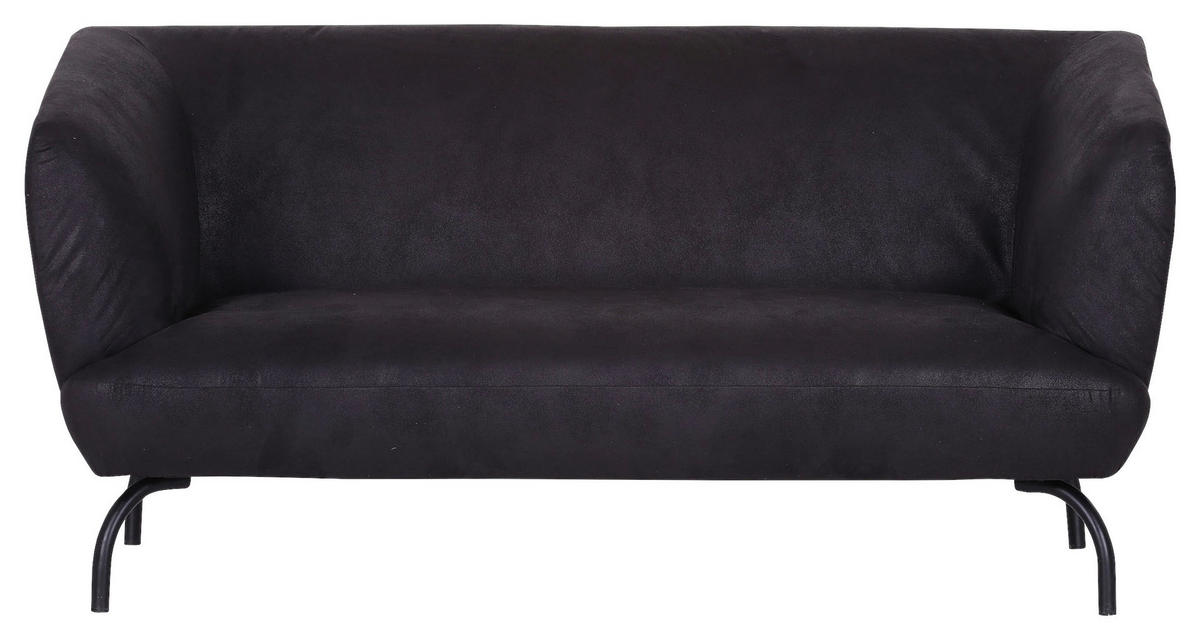 2-SITZER-SOFA in Mikrofaser Anthrazit, Braun  - Anthrazit/Schwarz, Konventionell, Textil/Metall (165/79/85cm) - Carryhome