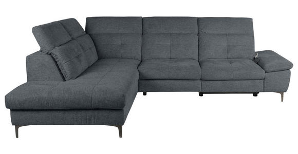 ECKSOFA Dunkelgrau Webstoff  - Dunkelgrau/Schwarz, KONVENTIONELL, Textil/Metall (225/288cm) - Carryhome