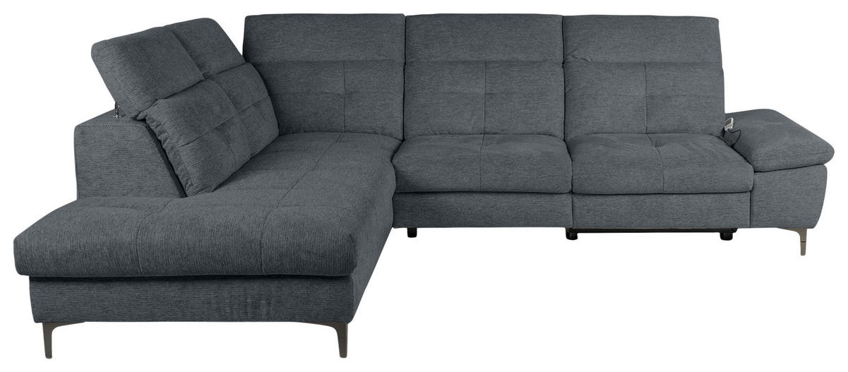 ECKSOFA Dunkelgrau Webstoff  - Dunkelgrau/Schwarz, KONVENTIONELL, Textil/Metall (225/288cm) - Carryhome