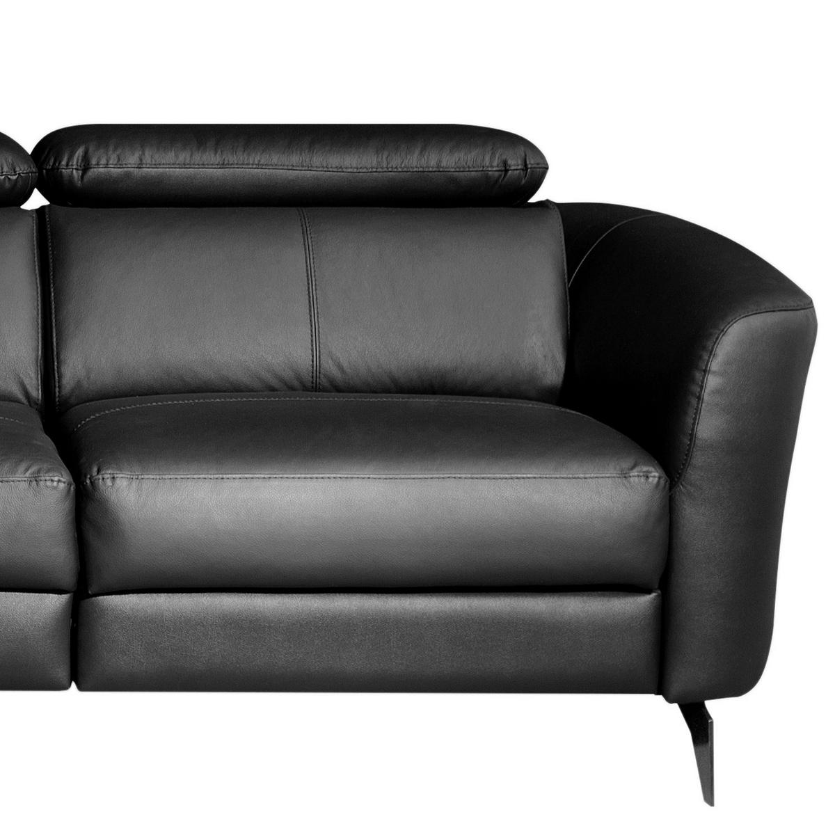 ECKSOFA Schwarz Echtleder Lederlook  - Schwarz, Design, Leder/Textil (183/261cm) - Livetastic