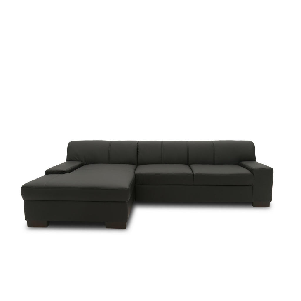 Ecksofa mit Schlaffunktion Norma Schwarz Lederlook