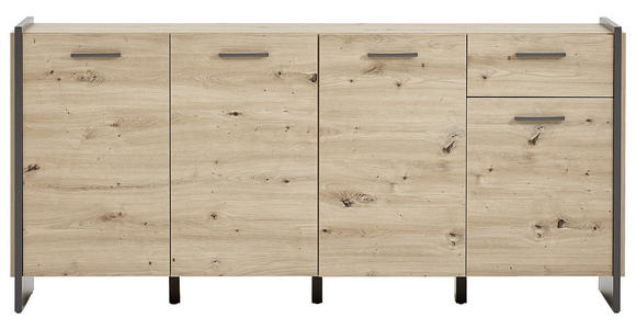 SIDEBOARD 186,5/86,1/41,3 cm  - Eichefarben/Eiche Artisan, Trend, Holzwerkstoff/Kunststoff (186,5/86,1/41,3cm) - Hom`in