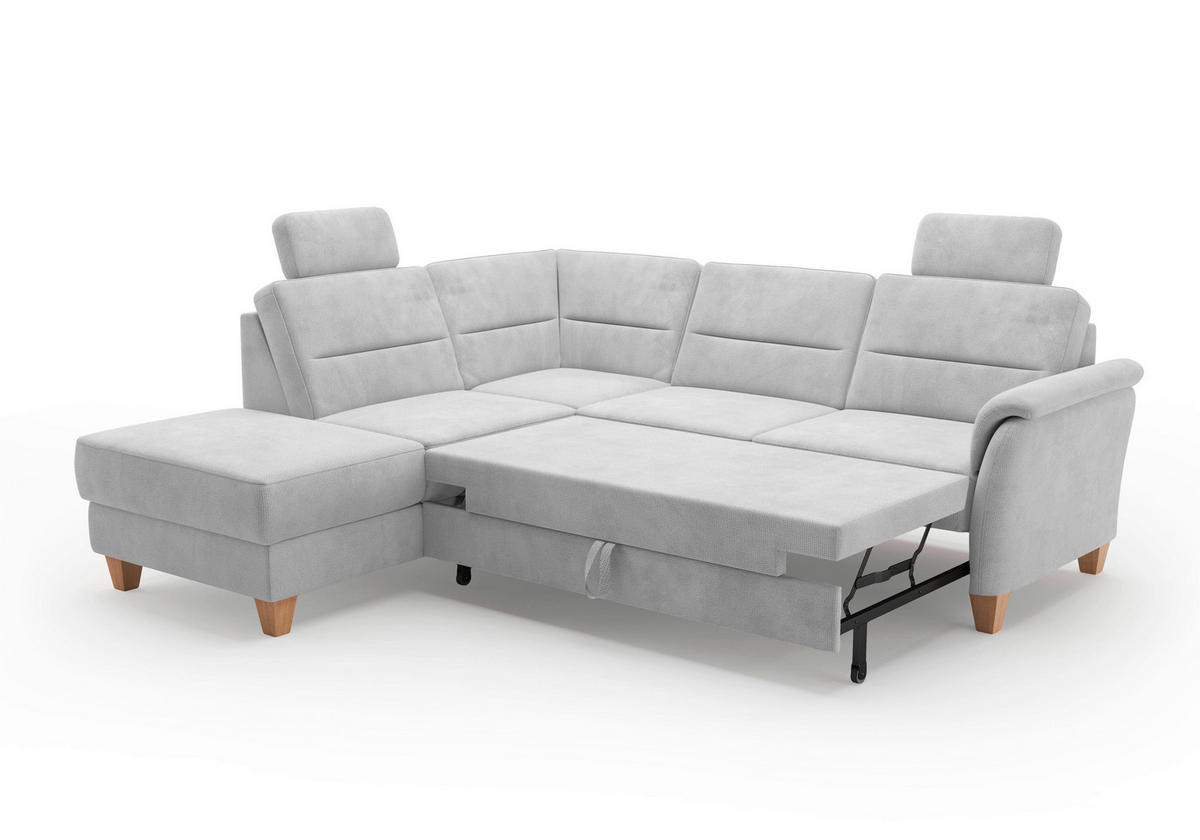 ECKSOFA in Flachgewebe Silberfarben  212/236 cm  - Eichefarben/Silberfarben, KONVENTIONELL, Holz/Textil (212/236cm) - Sit & More