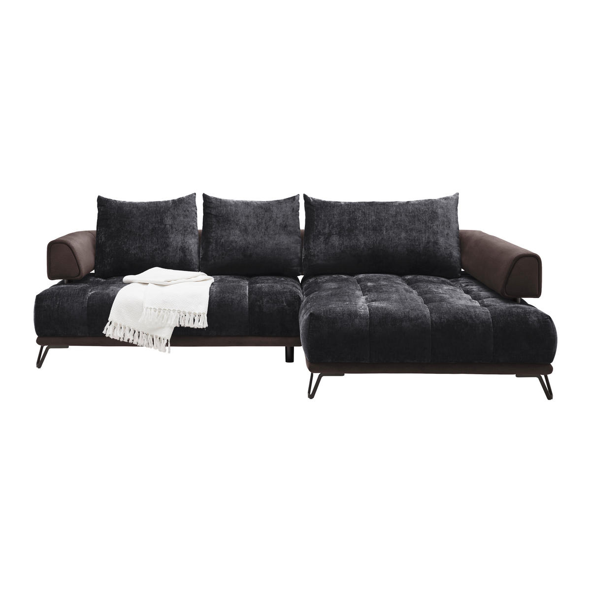 HÖRNSOFFA i antracit  - svart/antracit, Modern, metall/textil (262/67-87/184cm) - MID.YOU