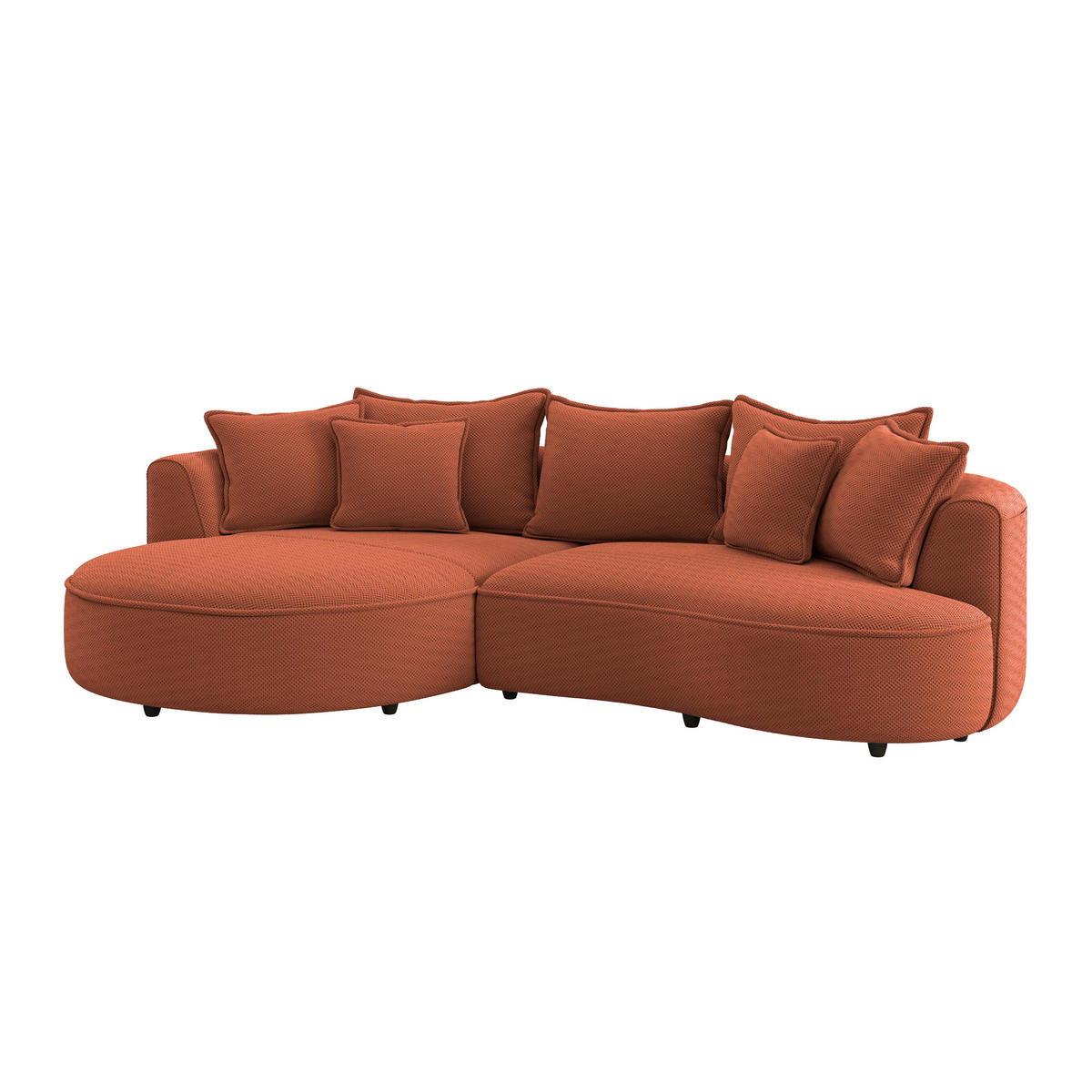 ECKSOFA in Velours, Struktur Terracotta  - Terracotta/Schwarz, Modern, Kunststoff/Textil (168/287cm) - Livetastic