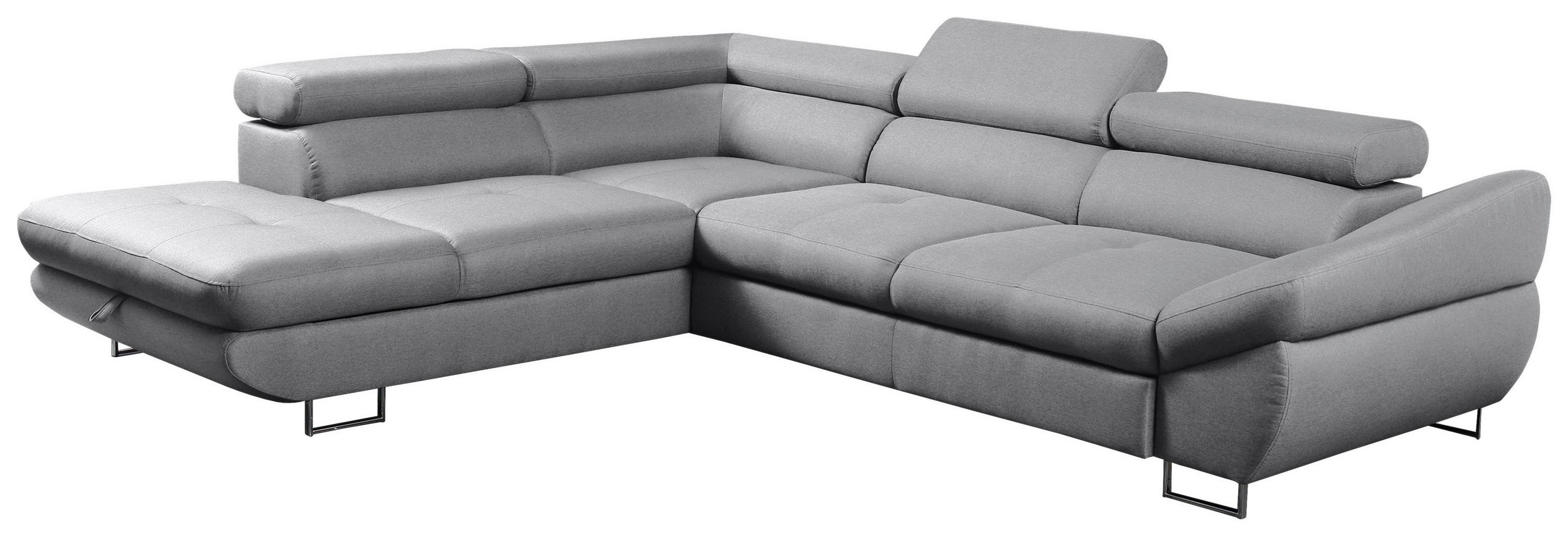 SAROKGARNITÚRA textil szürke  - krómszínű/szürke, Modern, textil/fém (235/280cm) - Hom`in