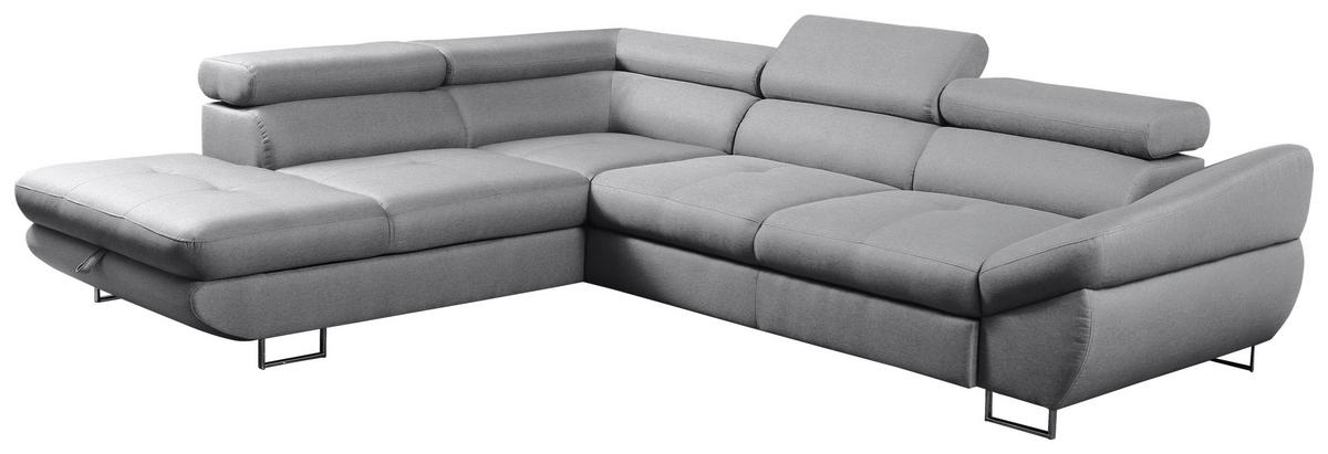 SAROKGARNITÚRA textil szürke  - krómszínű/szürke, Modern, textil/fém (235/280cm) - Hom`in