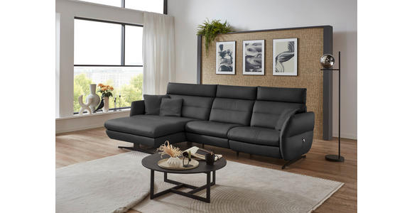 ECKSOFA in Echtleder Anthrazit  169/298 cm  - Anthrazit/Schwarz, Design, Leder/Metall (169/298cm) - Dieter Knoll