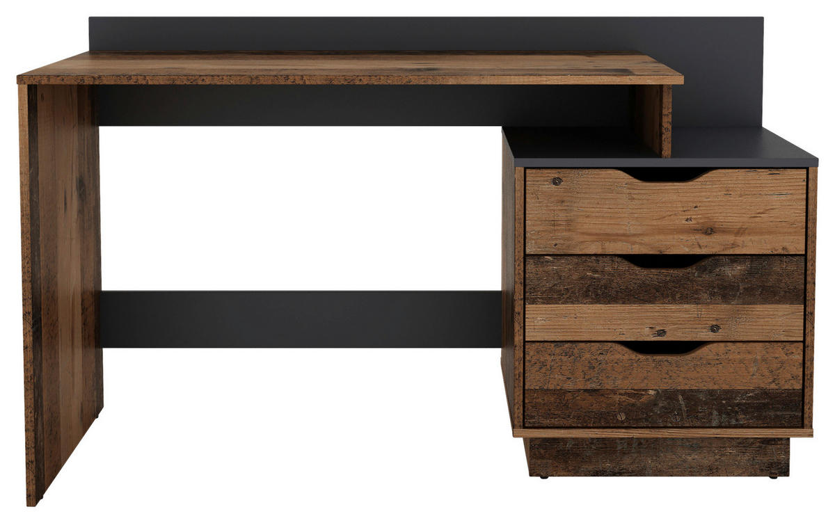 SCHREIBTISCH 138/51,5/83,5 cm  in Anthrazit, Alteiche  - Alteiche/Anthrazit, MODERN, Holzwerkstoff (138/51,5/83,5cm) - MID.YOU