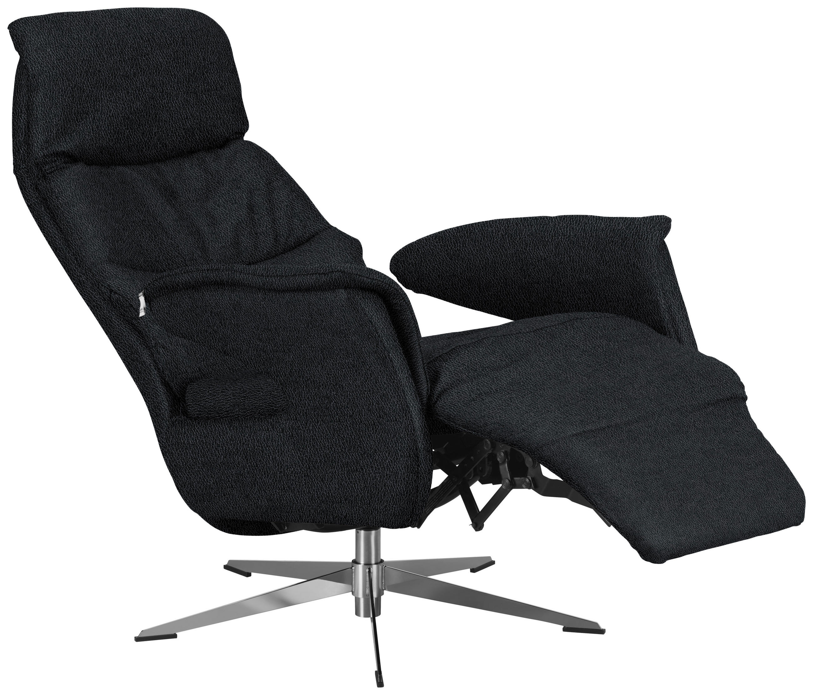 RELAXSESSEL Echtleder Relaxfunktion, Rücken echt    - Chromfarben/Schwarz, Design, Leder/Metall (74/108/86cm) - Welnova