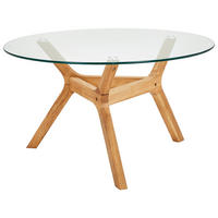 COUCHTISCH Eiche massiv ESG 80/80/45 cm rund Eichefarben  - Eichefarben, MODERN, Glas/Holz (80/80/45cm) - MID.YOU