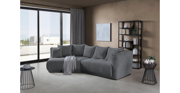 ECKSOFA in Chenille Grau 180/315 cm - Schwarz/Grau, MODERN, Kunststoff/Textil (180/315cm) - Hom`in