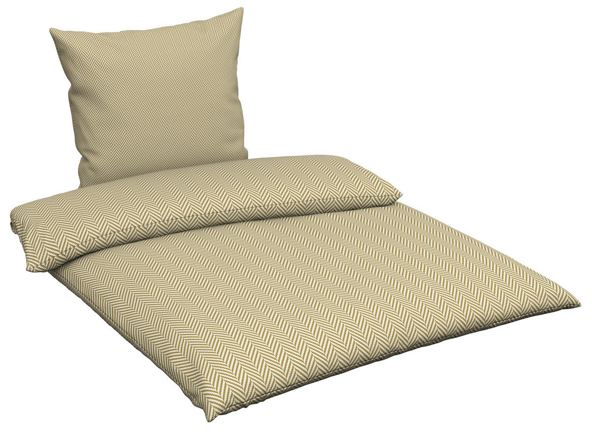 BETTWÄSCHE Flanell 155/220 cm  - Sandfarben/Weiß, Textil (155/220cm) - Novel