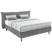 BOXSPRINGBETT 180/200 cm  in Graubraun  - Graubraun/Alufarben, Design, Textil/Metall (180/200cm) - RUF Betten