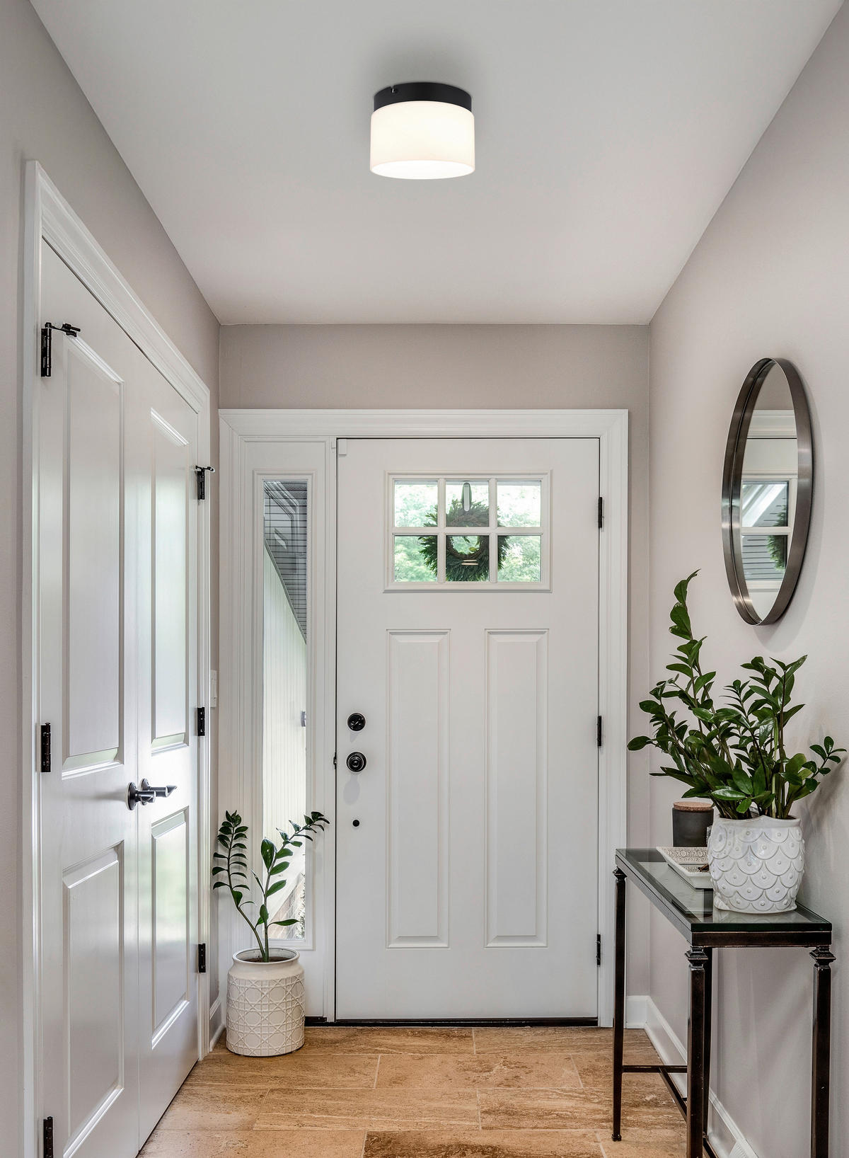 DECKENLEUCHTE 20/14 cm  - Opal/Schwarz, Trend, Glas/Kunststoff (20/14cm) - Collet's Monde